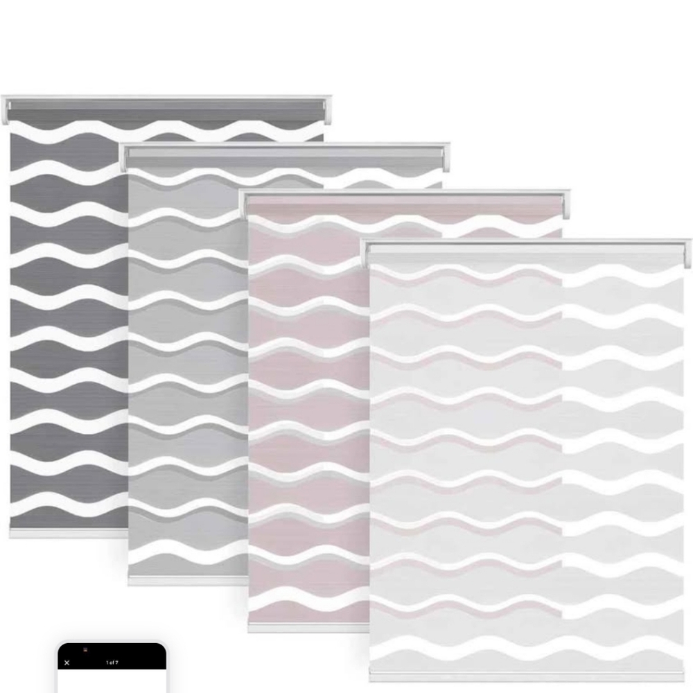 Lazblinds Cordless Wave Zebra Blind.  23"Wx72"H.  Stone Grey Color